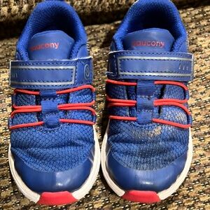 Saucony Boys Flash Glow 20 light up shoes velcro Size 8W gym shoes sneakers